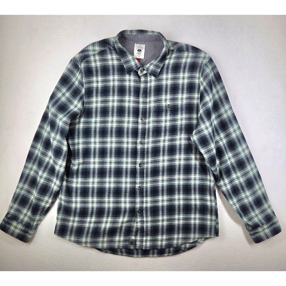 Copper & Oak Supply Men's XL Flannel Shirt Green Plaid Long Sleeve Button Up